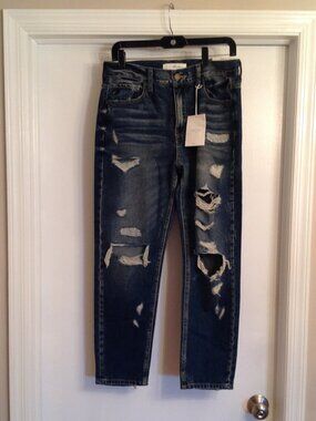 NWT KanCan Women's BELLA Distressed Grunge Ripped Blue Jeans Size 7 27